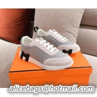 Good Looking Hermes Bouncing Canvas Sneakers 051088 Grey 2021