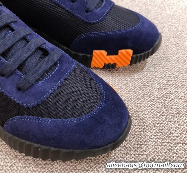 Good Looking Hermes Bouncing Canvas Sneakers 051088 Navy Blue 2021