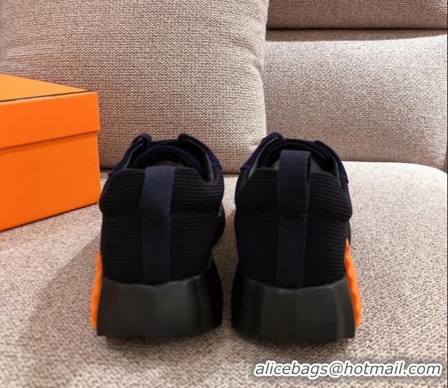 Good Looking Hermes Bouncing Canvas Sneakers 051088 Navy Blue 2021