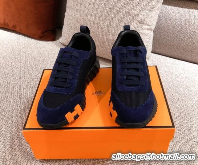 Good Looking Hermes Bouncing Canvas Sneakers 051088 Navy Blue 2021