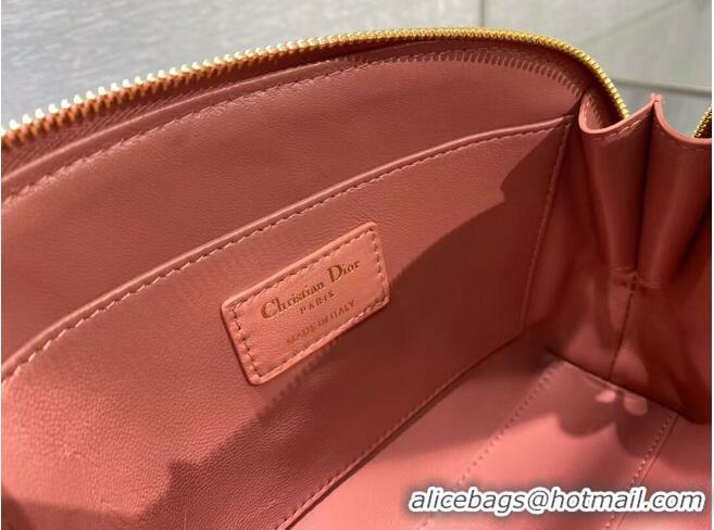 Best Quality DIOR CARO BEAUTY POUCH Cannage Lambskin S5047 Pink