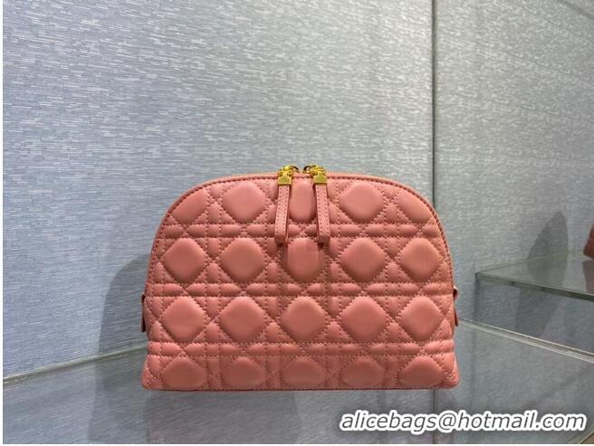 Best Quality DIOR CARO BEAUTY POUCH Cannage Lambskin S5047 Pink