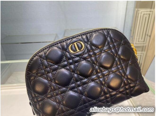 Buy Discount DIOR CARO BEAUTY POUCH Cannage Lambskin S5047 Black