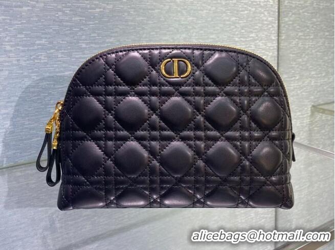 Buy Discount DIOR CARO BEAUTY POUCH Cannage Lambskin S5047 Black