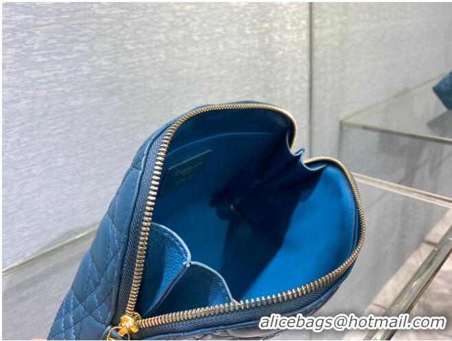 Buy Inexpensive DIOR CARO BEAUTY POUCH Cannage Lambskin S5047 Blue