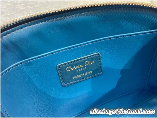 Buy Inexpensive DIOR CARO BEAUTY POUCH Cannage Lambskin S5047 Blue