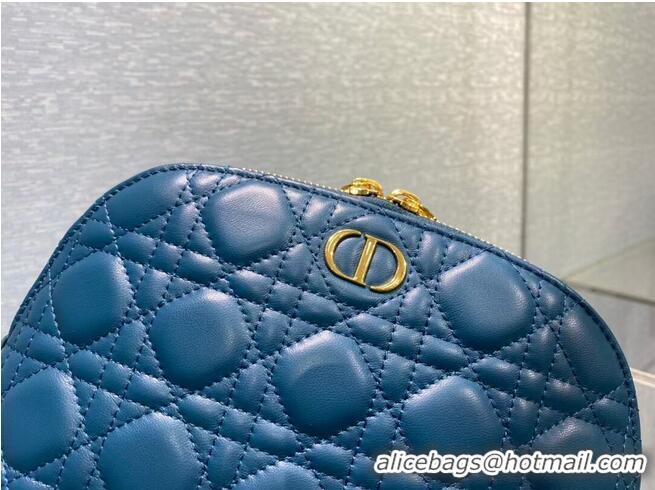 Buy Inexpensive DIOR CARO BEAUTY POUCH Cannage Lambskin S5047 Blue