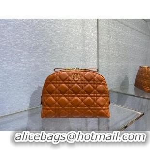 Reasonable Price DIOR CARO BEAUTY POUCH Cannage Lambskin S5047 Brown