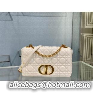 Top Quality MEDIUM DIOR CARO BAG Soft Cannage Calfskin M9242 White