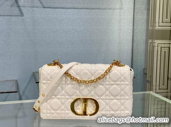 Top Quality MEDIUM DIOR CARO BAG Soft Cannage Calfskin M9242 White