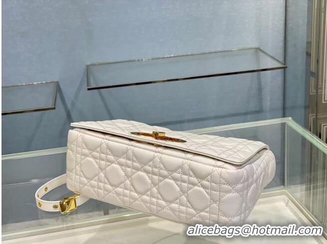 Top Quality MEDIUM DIOR CARO BAG Soft Cannage Calfskin M9242 White