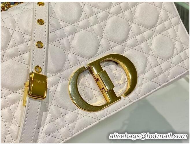 Top Quality MEDIUM DIOR CARO BAG Soft Cannage Calfskin M9242 White