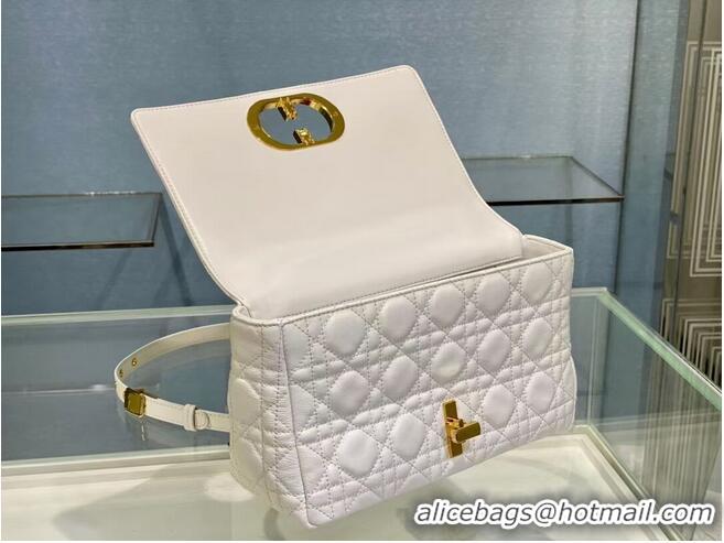 Top Quality MEDIUM DIOR CARO BAG Soft Cannage Calfskin M9242 White