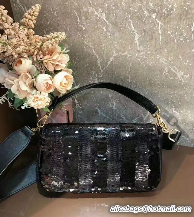 Most Popular FENDI BAGUETTE Bag Pearl slice F1359 Black