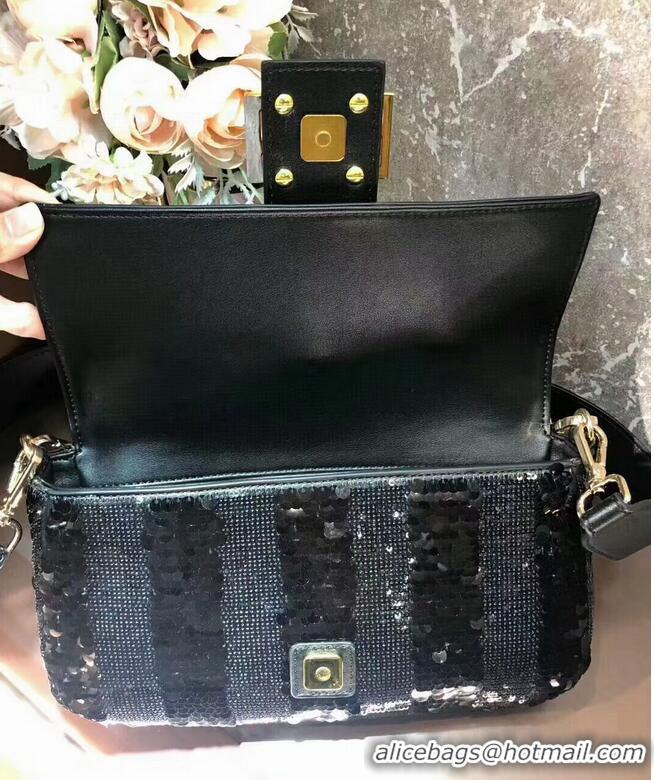 Most Popular FENDI BAGUETTE Bag Pearl slice F1359 Black