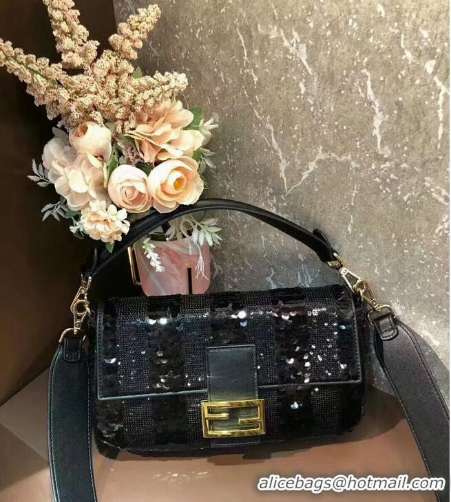 Most Popular FENDI BAGUETTE Bag Pearl slice F1359 Black