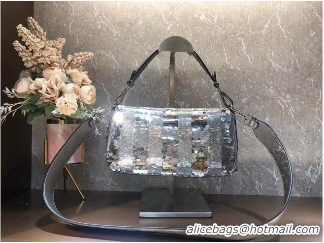 Buy Discount FENDI BAGUETTE Bag Pearl slice F1359 Silver