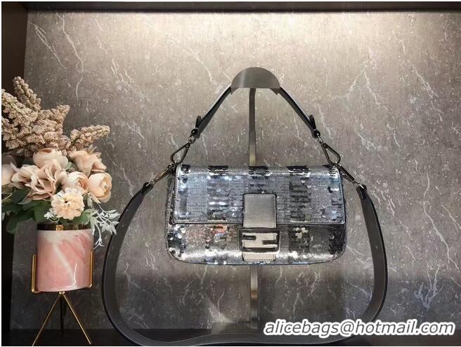 Buy Discount FENDI BAGUETTE Bag Pearl slice F1359 Silver