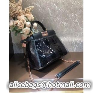 Promotional FENDI PEEKABOO ICONIC MINI Beads bag F1359 Black