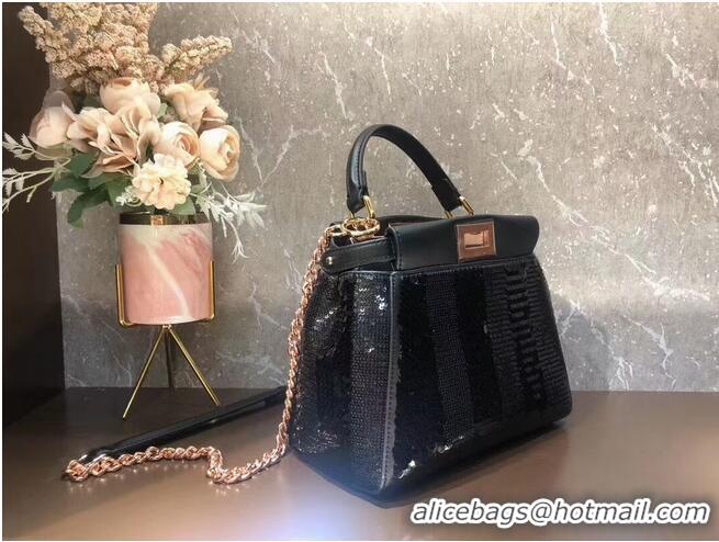 Promotional FENDI PEEKABOO ICONIC MINI Beads bag F1359 Black