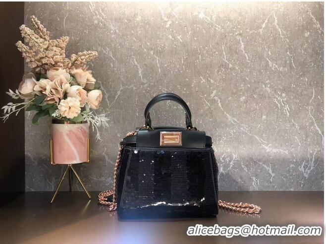 Promotional FENDI PEEKABOO ICONIC MINI Beads bag F1359 Black