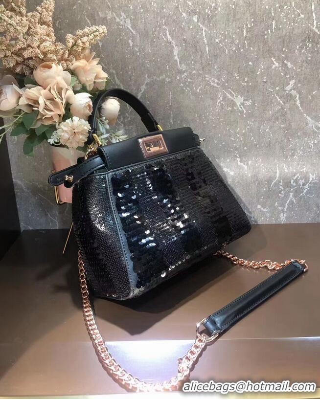 Promotional FENDI PEEKABOO ICONIC MINI Beads bag F1359 Black