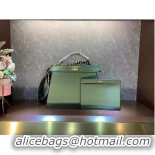 Affordable Price FENDI PEEKABOO ISEEU MEDIUM Green Leather Bag 8BN321A6