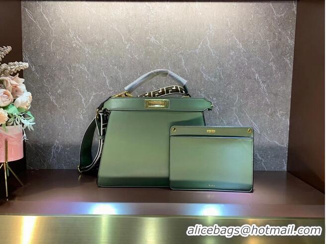 Affordable Price FENDI PEEKABOO ISEEU MEDIUM Green Leather Bag 8BN321A6