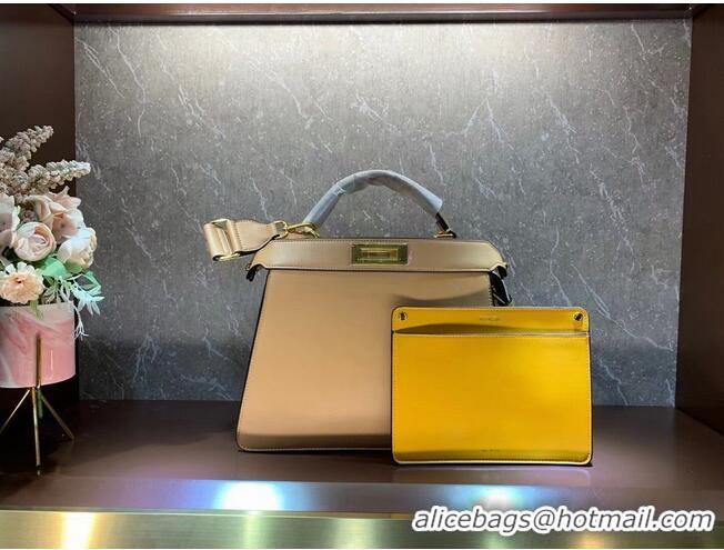 Top Quality FENDI PEEKABOO ISEEU MEDIUM leather bag 8BN321A6 Apricot