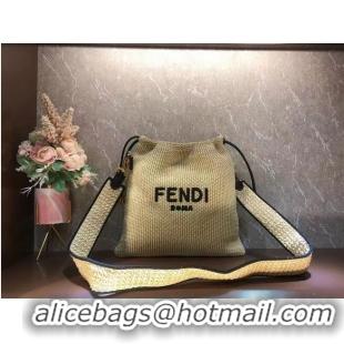 New Fashion FENDI PACK SMALL POUCH Braided straw small-bag F1529 Brown