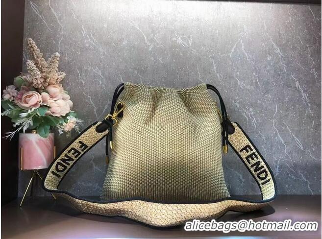 New Fashion FENDI PACK SMALL POUCH Braided straw small-bag F1529 Brown