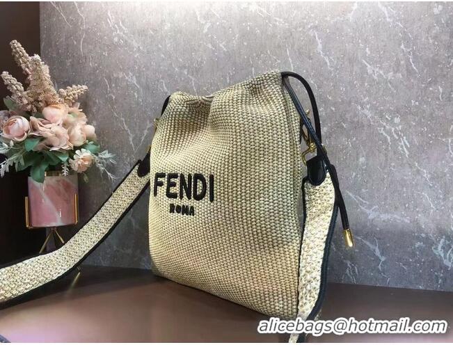 New Fashion FENDI PACK SMALL POUCH Braided straw small-bag F1529 Brown