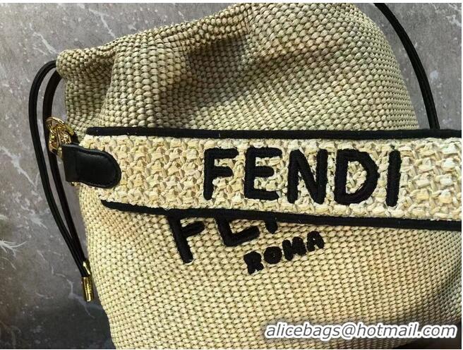 New Fashion FENDI PACK SMALL POUCH Braided straw small-bag F1529 Brown