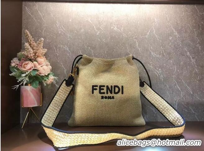 New Fashion FENDI PACK SMALL POUCH Braided straw small-bag F1529 Brown