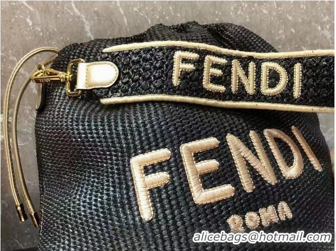 Popular Style FENDI PACK SMALL POUCH Braided straw Large-bag F1529 Black