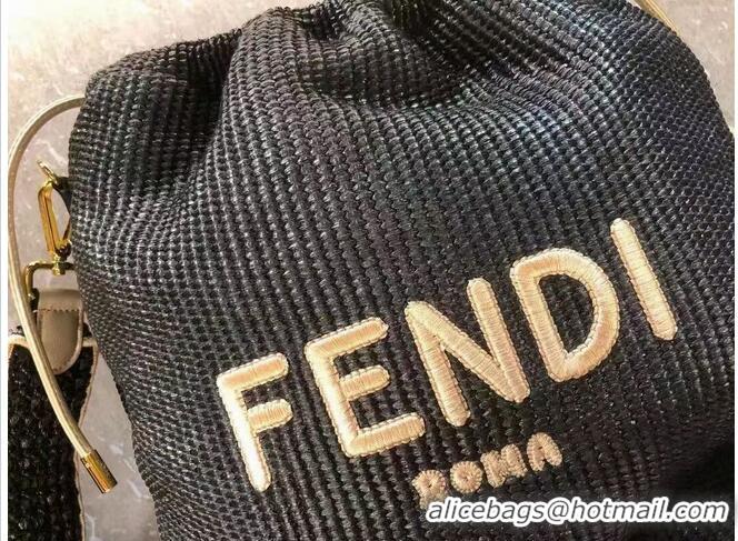 Popular Style FENDI PACK SMALL POUCH Braided straw Large-bag F1529 Black