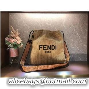 Buy Discount FENDI PACK SMALL POUCH Braided Straw Large-bag F1529 Apricot