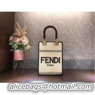 Buy Discount FENDI SUNSHINE SHOPPER Braided straw medium-bag F1620 Beige