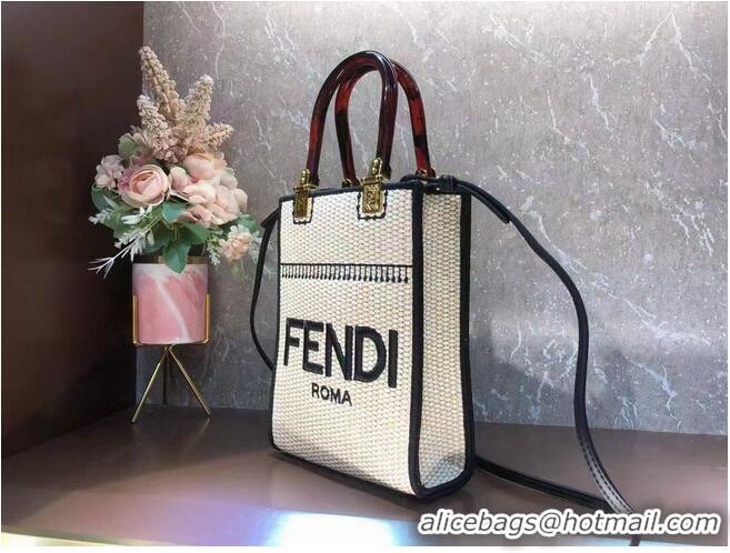 Buy Discount FENDI SUNSHINE SHOPPER Braided straw medium-bag F1620 Beige