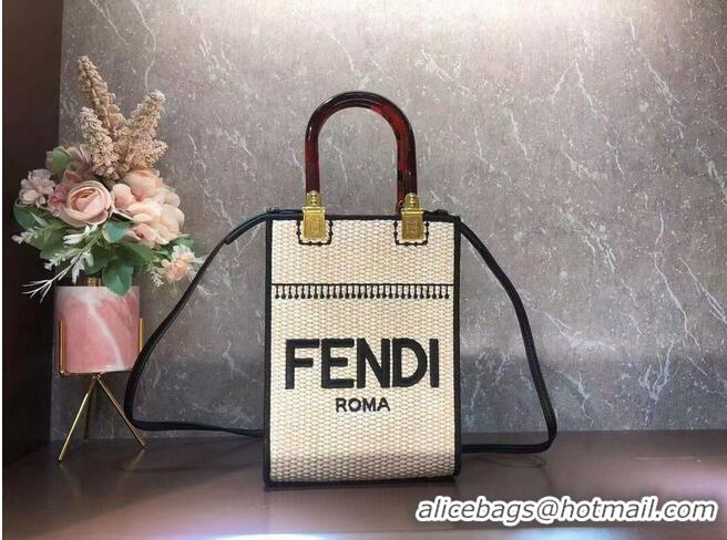 Buy Discount FENDI SUNSHINE SHOPPER Braided straw medium-bag F1620 Beige