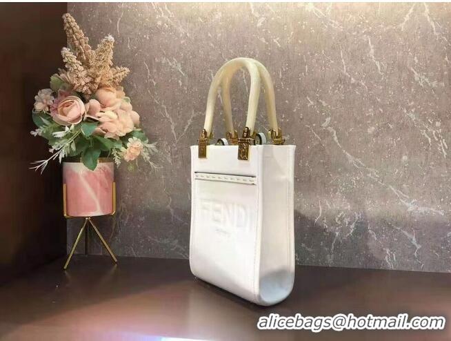 Super Quality FENDI SUNSHINE SHOPPER leather mini-bag F1620 White