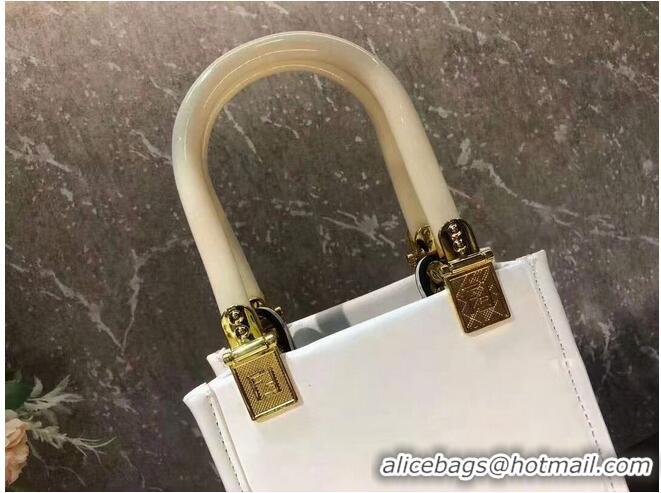 Super Quality FENDI SUNSHINE SHOPPER leather mini-bag F1620 White