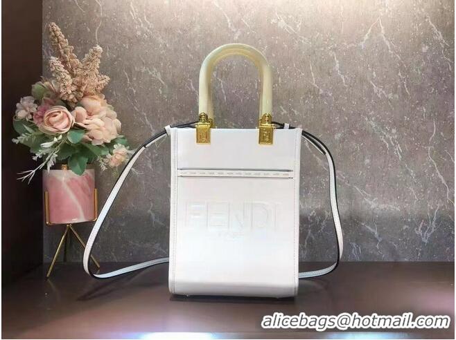 Super Quality FENDI SUNSHINE SHOPPER leather mini-bag F1620 White