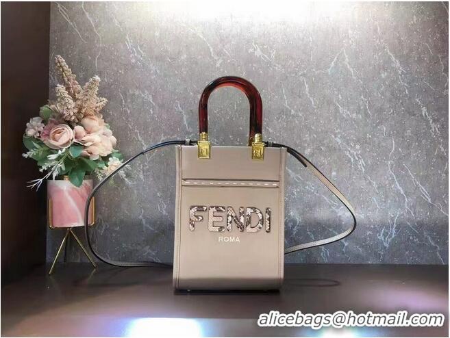 Super Quality FENDI SUNSHINE SHOPPER leather mini-bag F1620 Grey