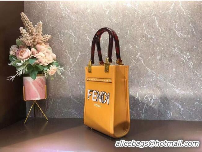 Super Quality FENDI MINI SUNSHINE SHOPPER leather mini-bag 8BS051ABV Orange