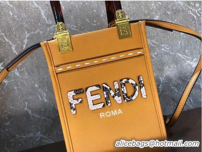 Super Quality FENDI MINI SUNSHINE SHOPPER leather mini-bag 8BS051ABV Orange