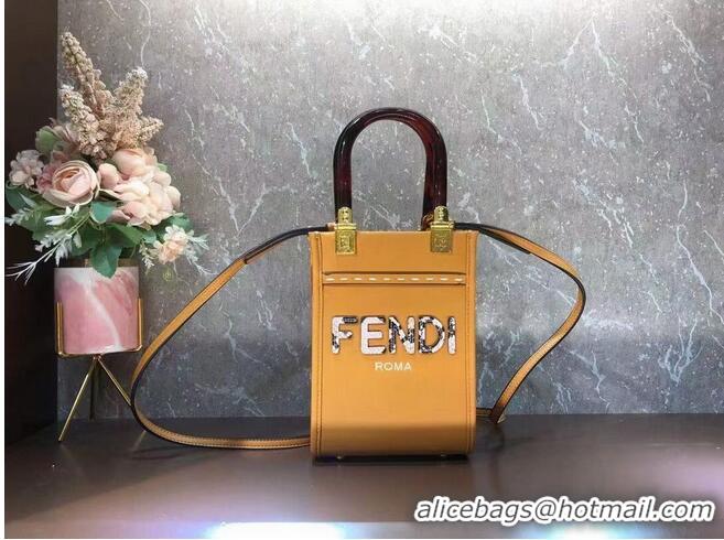 Super Quality FENDI MINI SUNSHINE SHOPPER leather mini-bag 8BS051ABV Orange