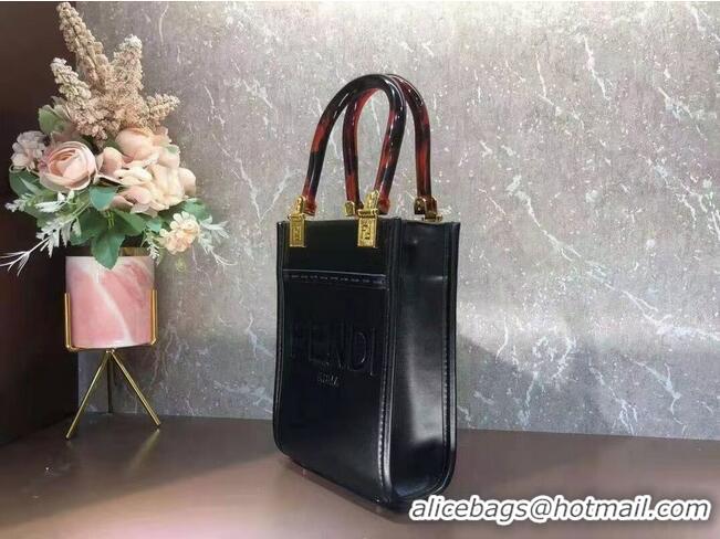 Promotional FENDI MINI SUNSHINE SHOPPER leather mini-bag 8BS051ABV Black