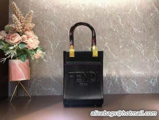 Promotional FENDI MINI SUNSHINE SHOPPER leather mini-bag 8BS051ABV Black