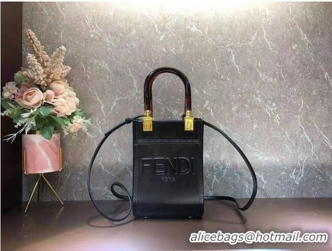 Promotional FENDI MINI SUNSHINE SHOPPER leather mini-bag 8BS051ABV Black